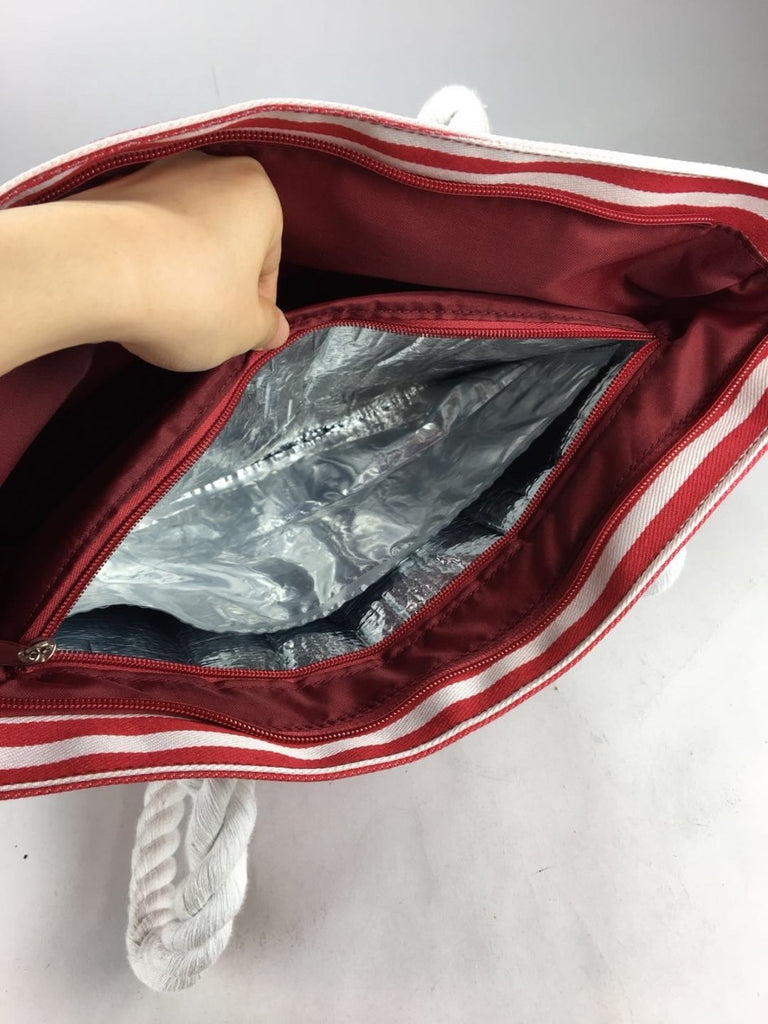 Connect Wine Purse Red & White - Wine Purse- Women - Connect Collection - Wine Tote - Hidden & Insulated Pocket!  Beach Bag With Pouring Spout!  Free Shipping To Canada & USA!